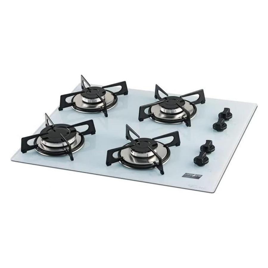 Imagem de Fogão Cooktop Fischer 4Q Gás Mesa Vidro Branco Bivolt