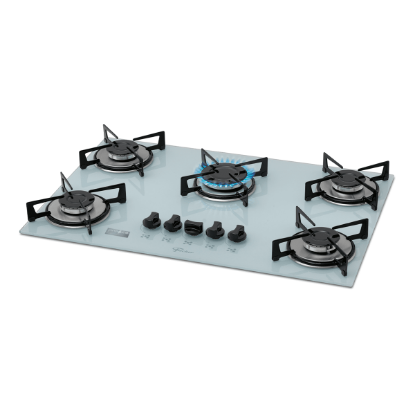 Imagem de Fogão Cooktop Fischer 5Q Gás Mesa Vidro Branco Bivolt